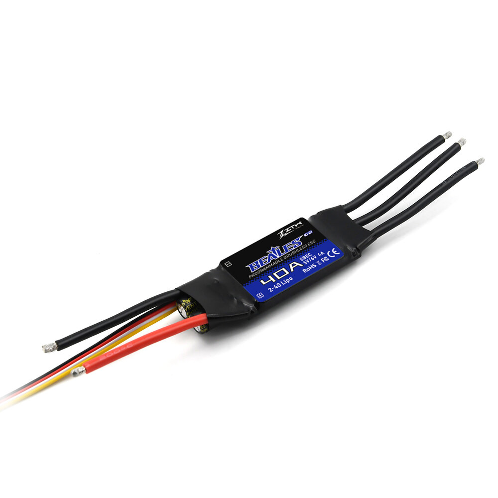 

ZTW 32 Bit Beatles G2 40A 2-4S Brushless ESC With 5V/6V 4A SBEC For Fixed Wing RC Airplane