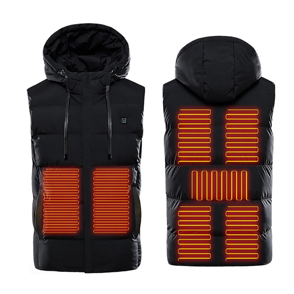 

7 Heating Pads Electric Heated Vest USB Winter Warm Jacket Unisex Hooded Waistcoat Clothing Intelligent Constant Tempera
