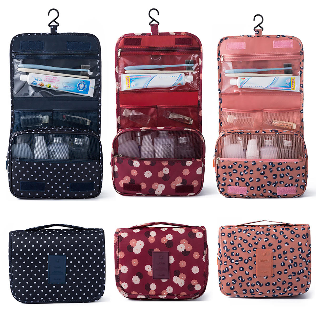 Travel cosmetic storage makeup bag folding hanging wash organizer pouch ...
