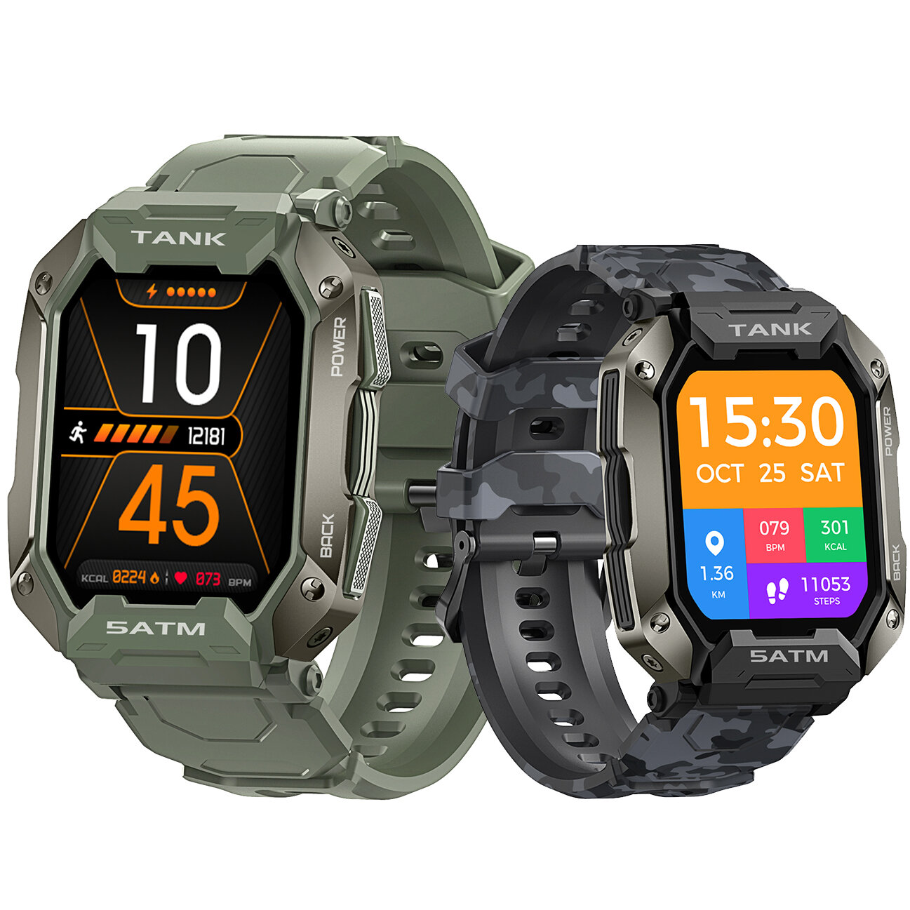 KOSPET TANK M1 1.72 inch Full Touch Screen Heart Rate Blood Pressure Oxygen Monitor 24 Sports Modes 50 Days Standby IP69