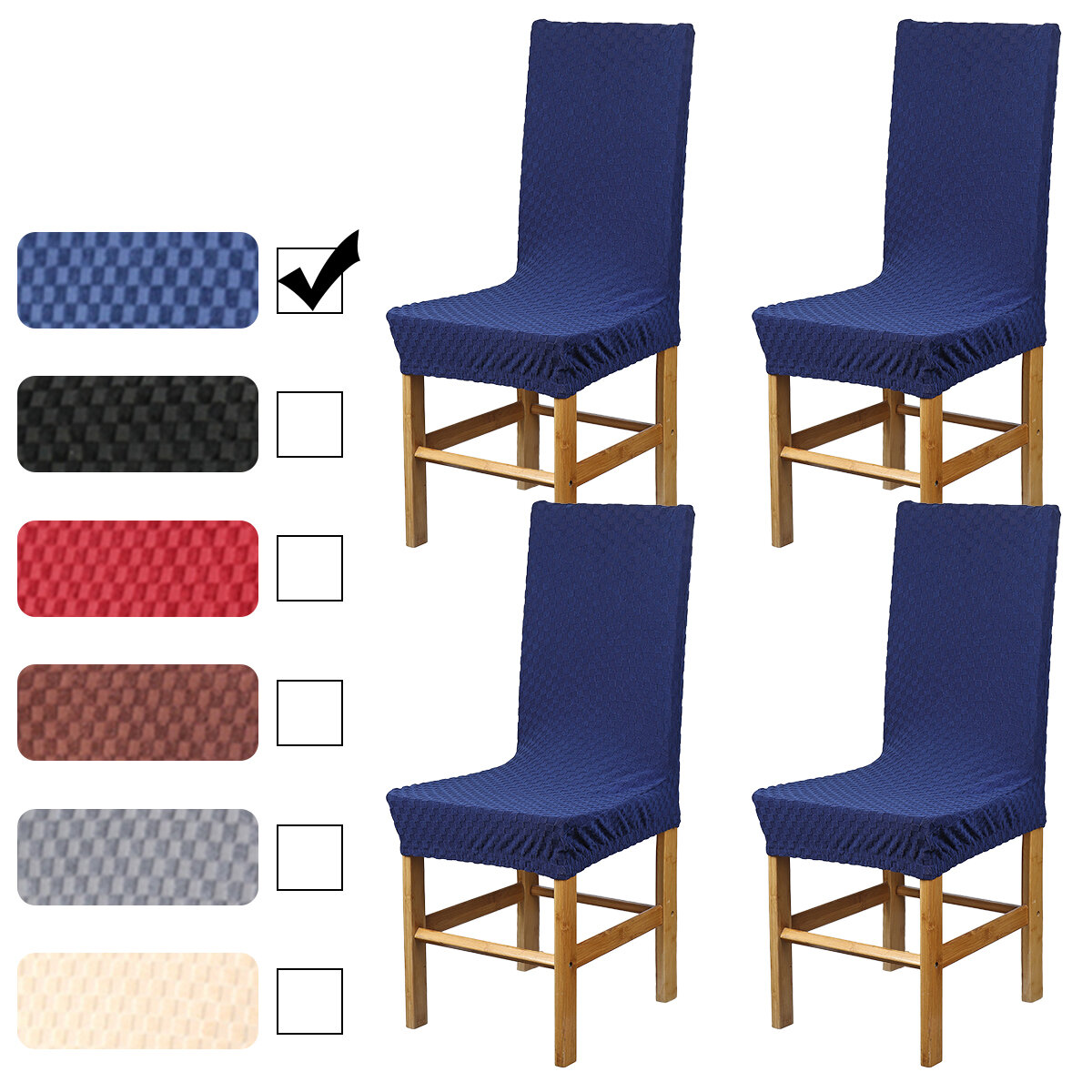 [4 Pack Chair Covers] CAVEEN Spandex Stretch Chair Slipcover Removable & Washable Protector Cover for Dining Room Seat C