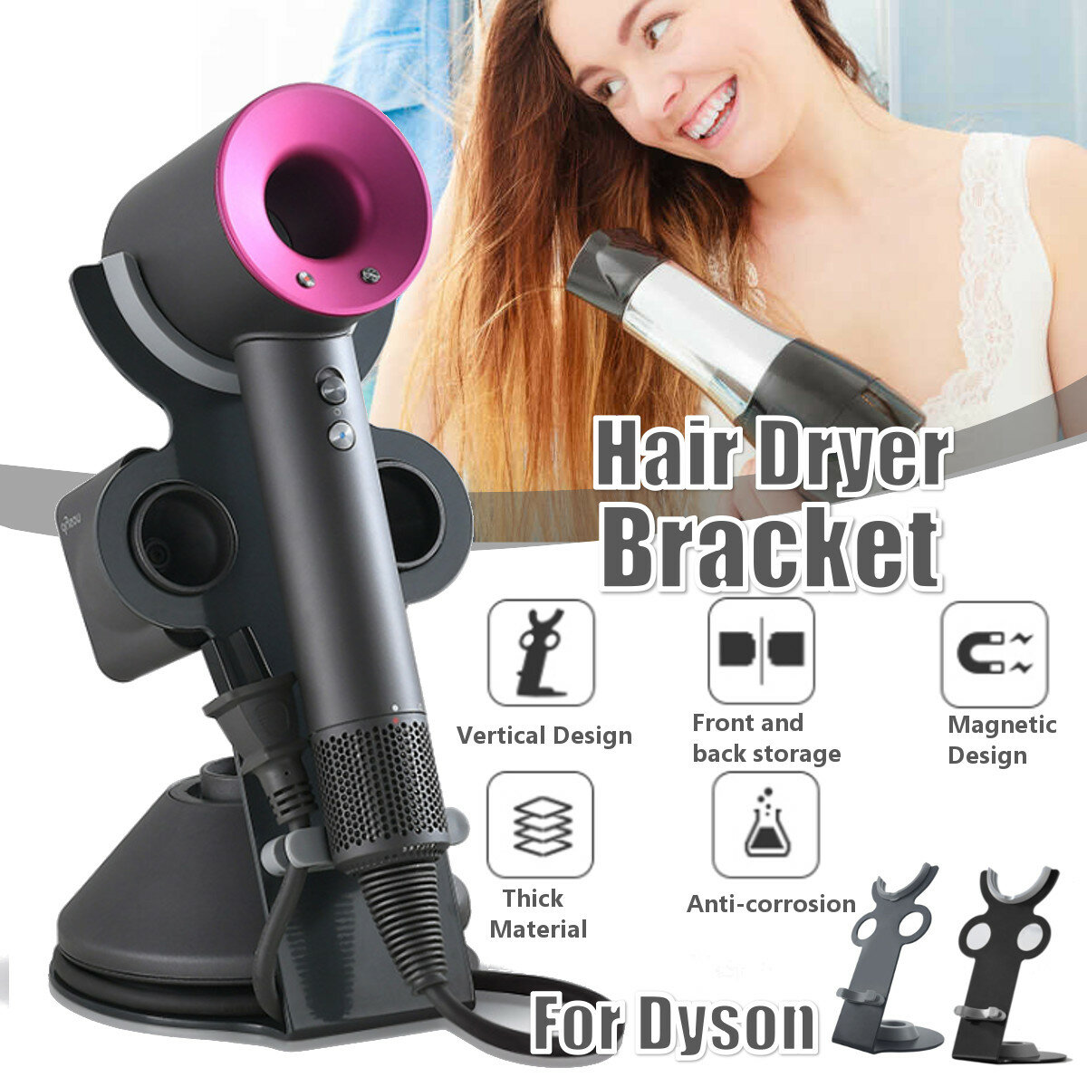 Barber Shop Portable Hair Holder Stand Bracket Magnetic for Dyson Hair Dryer