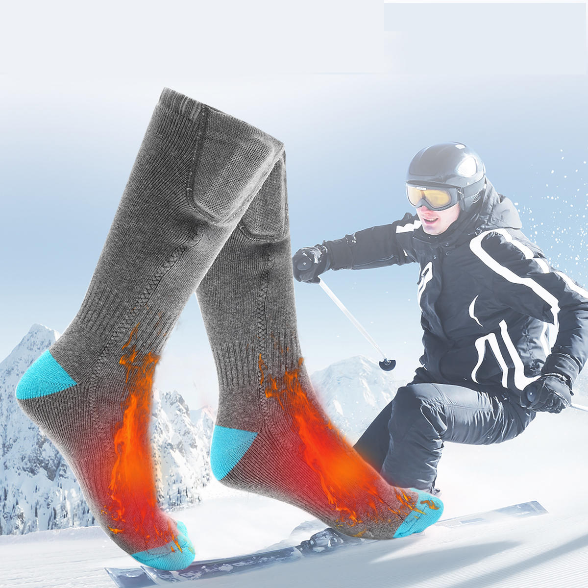 Esportes ao ar livre meias de esqui de bicicleta recarregável Bateria meias aquecidas elétricas inverno bota pés mais quentes