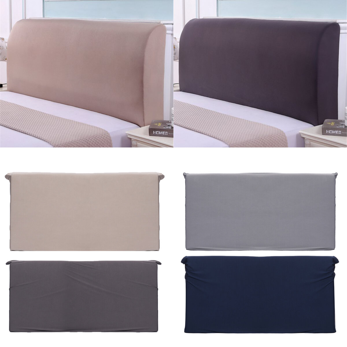 Housse de protection complète en polyester élastique pour tête de lit de 150 cm, protège contre la poussière, couvre-lit de protection pour lit