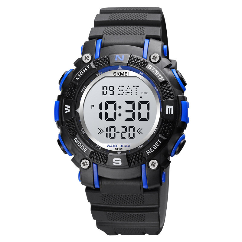 SKMEI 1613 Sport Children Watch Date Week Display Countdown Stopwatch 5ATM Waterproof LED Light Kids Digital Watch