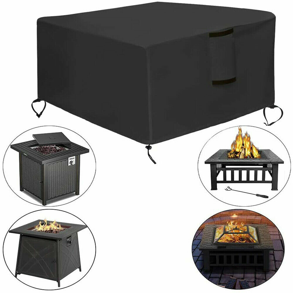 30~50" Oxford Cloth Fire Pit Cover Patio Square Table Cover Grill BBQ Gas Waterproof Anti Crack UV Protector