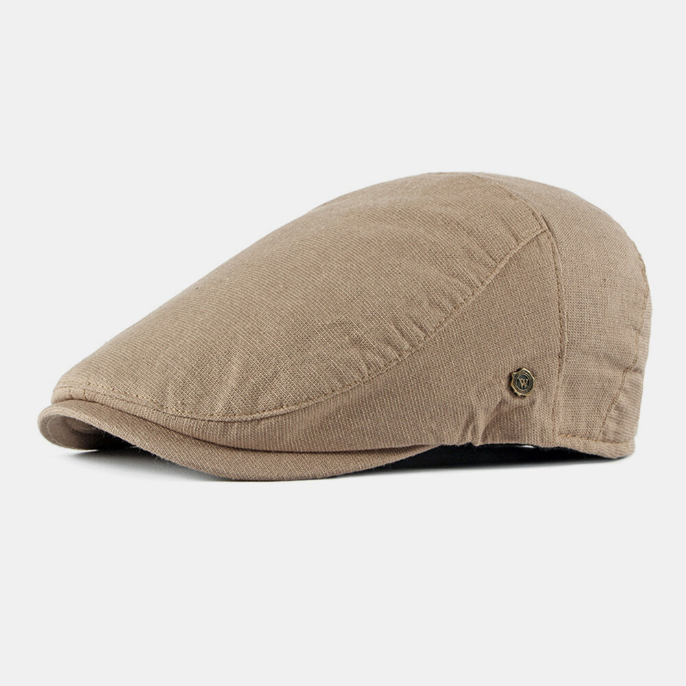 

Men Cotton Solid Color British Style Outdoor Casual Breathable All-match Forward Hat Beret Hat