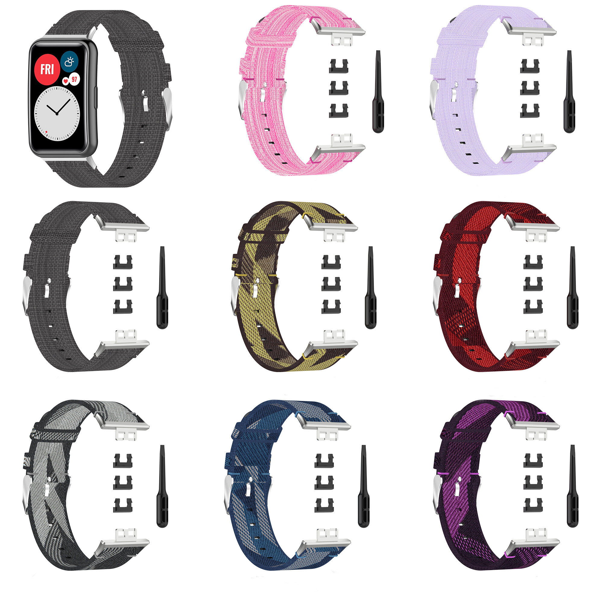 Bakeey Meerkleurig Nylon Gevlochten vervangende band Slimme horlogeband voor Huawei Horlogeband