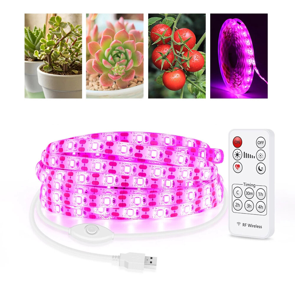 

5V Full Spectrum Timing Setting Grow Light Strip IP65 Waterproof Indoor Growing Lamps USB Rechargeable 2835 LED Phytolam
