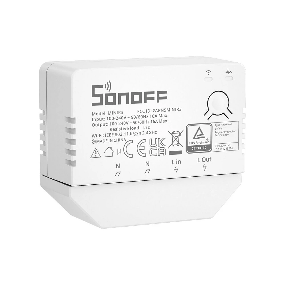 SONOFF 100-240V 50/60Hz 16A MINI R3 Smart Switch Module eWeLink-Remote Control Compatible with Alexa, Google Assistant