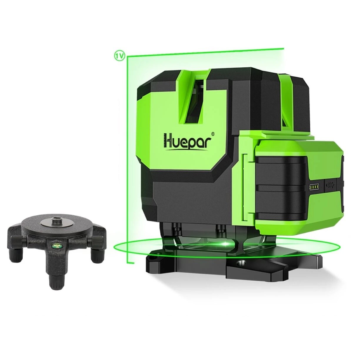Huepar LS11G Multi-Lines Plumb Dot Self-Leveling Pulse Mode 5 Lines Green Laser Level 360° Horizontal Line with Hard Cas