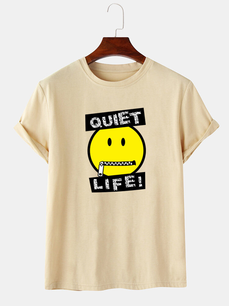 Heren Letter Emojis Print O-hals T-shirts met korte mouwen