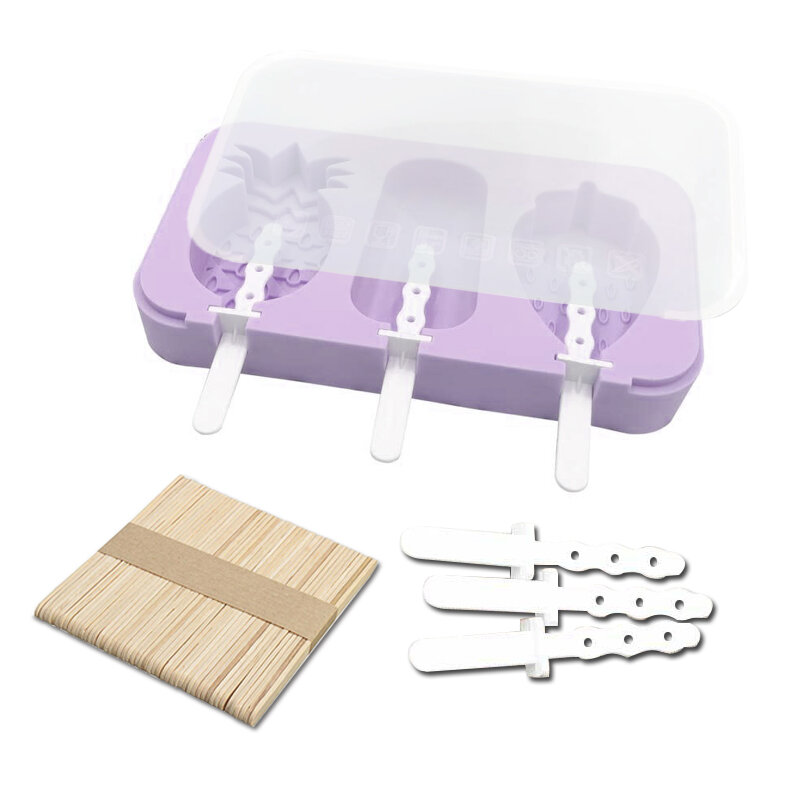 3 Cell DIY Fruit Frozen Ice Cream Cake Mold Juicee Popsicle Maker Ice Lolly Mould