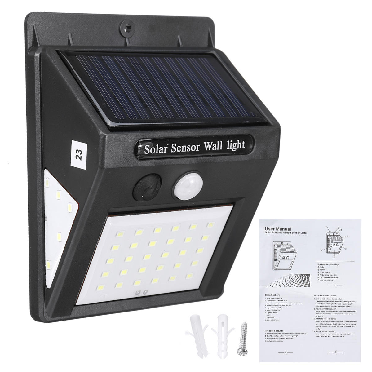 Wodoodporny IP44 Solar Motion Sensor Lights Ludzkie ciało indukcyjne Solar Wall Lamp Outdoor Garden Yard Lamp