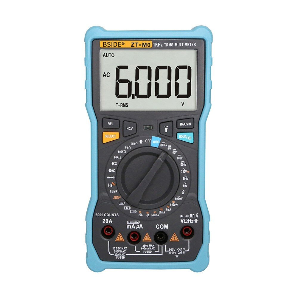 BSIDE ZT-M0 Digital Multimeter True RMS 6000 LCD Smart/Manual DC/AC Current Voltage Capacitance Resistance Temperature T