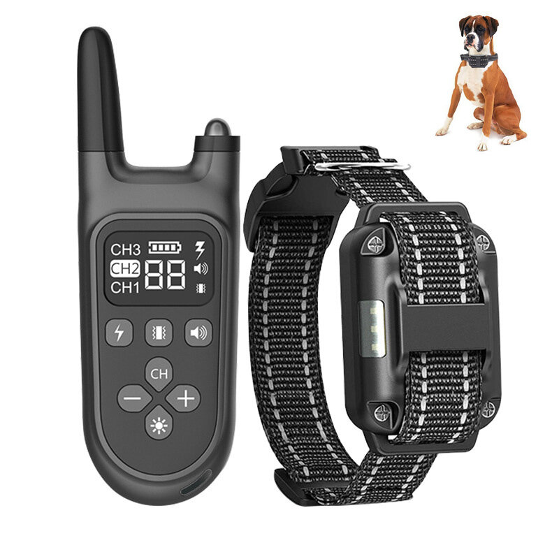 ZANLURE Dog Anti Barking Device Training Collar 800 Yard 3 Modes Adjustable Pet Shock Collar Waterproof with Flashlight