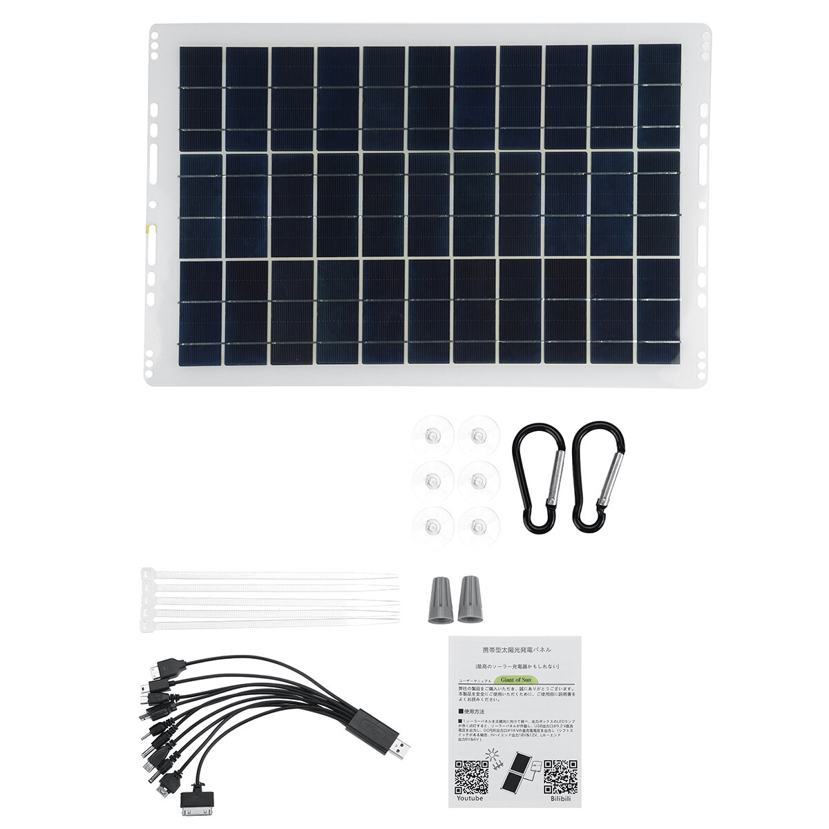 Portable Solar Panel Kit 10A/30A/60A/100A USB Battery Charger for Outdoor Camping Travel Caravan Van Boat