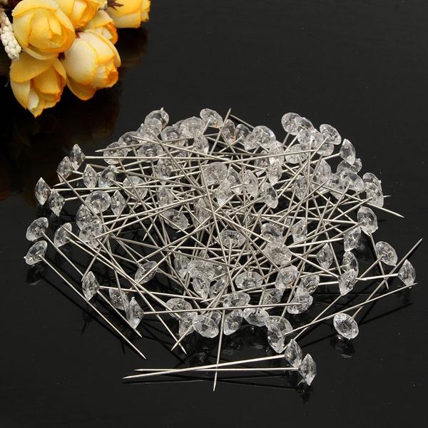 100pcs Clear Diamante Bloemen Pins Wedding Bouquet Supplies Diamond Corsage Florist Craft