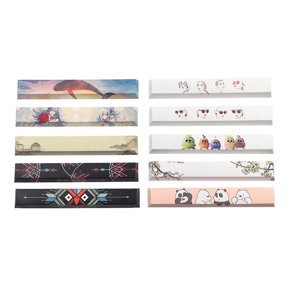 6.25u Space Bar Keycap Five-sided Sublimation PBT Cherry Profile Space Keycap for GK61 Black Case and Cherry MX Switch K
