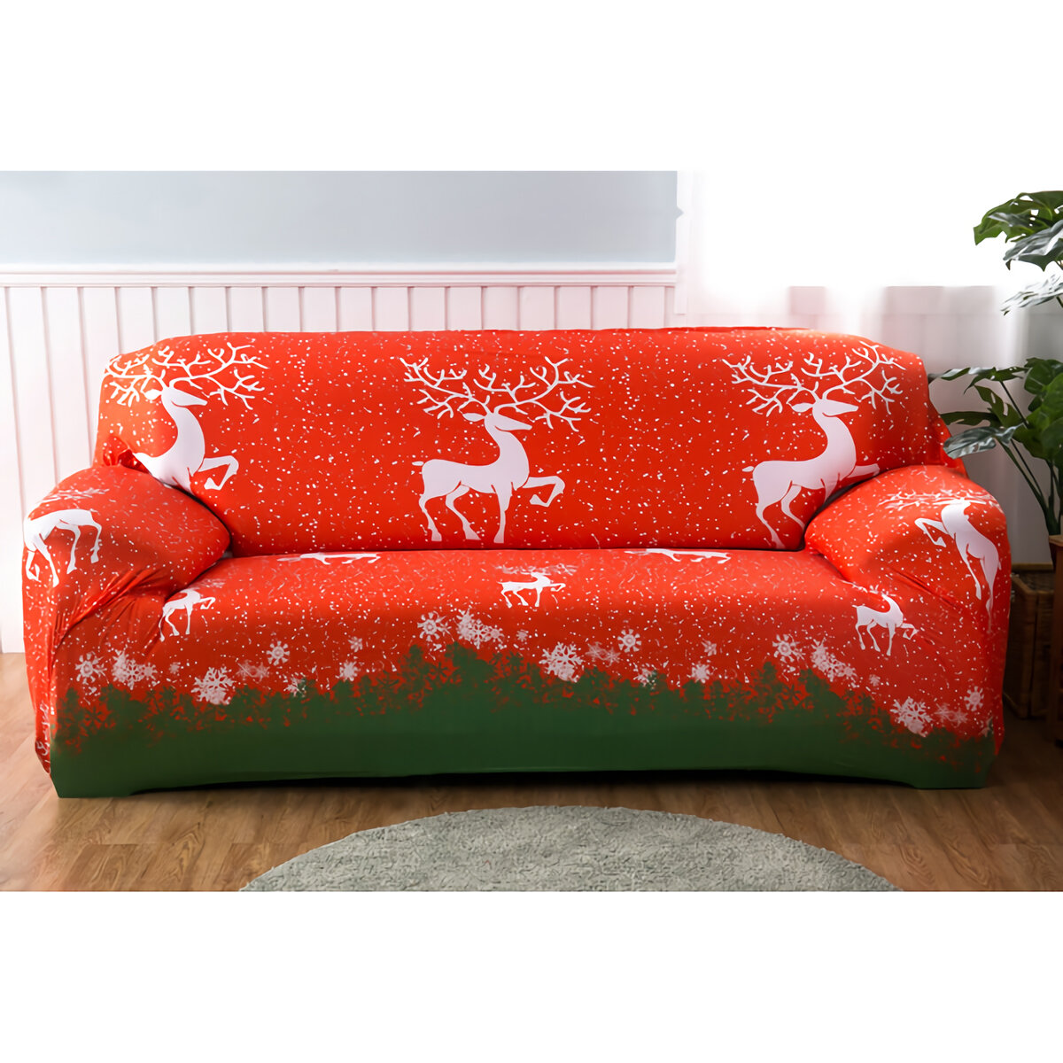 2/3/4 Seaters Kerst Sofa Cover Elastische Elanden Stoel Seat Protector Stretch Couch Case Hoes Thuiskantoor Meubels Decoraties