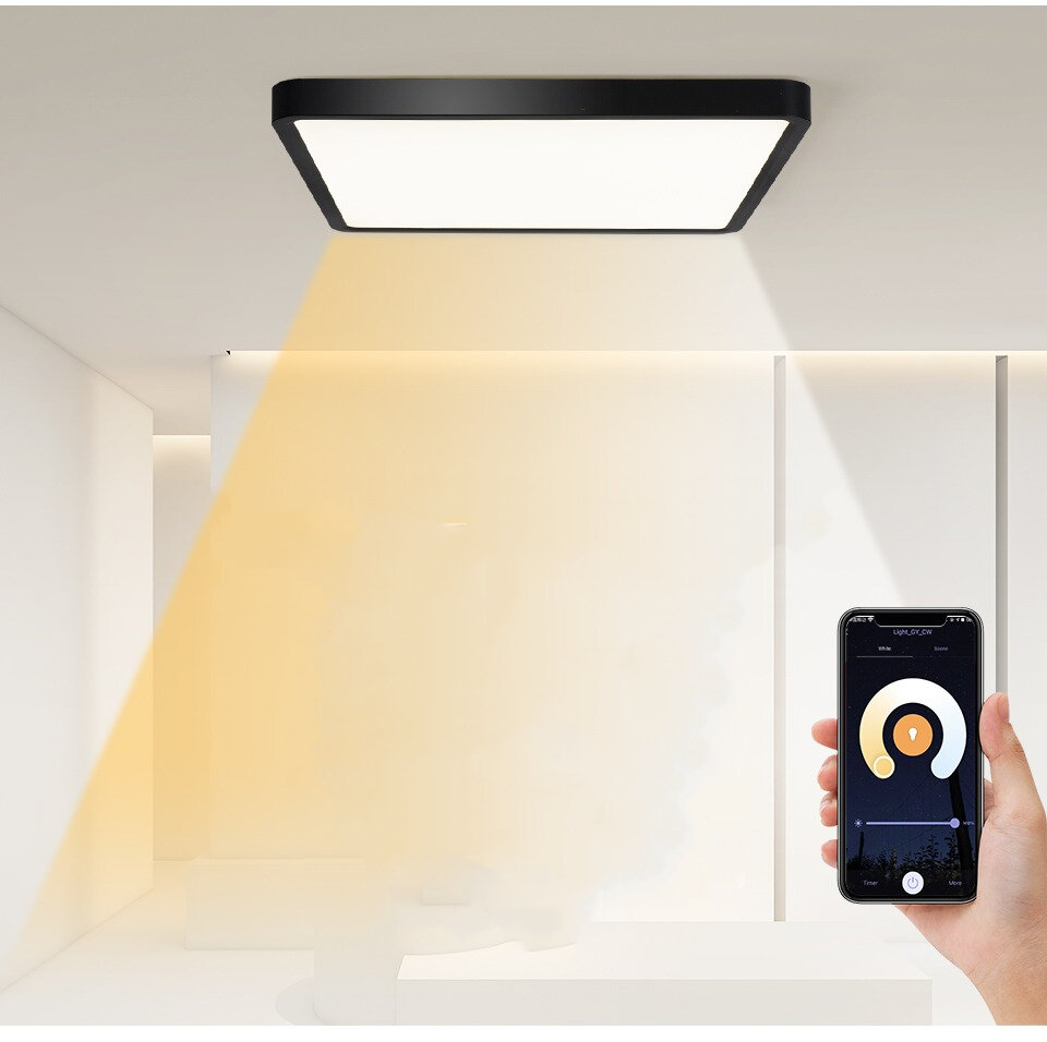 

[EU Direct] MARPOU Tuya Smart LED Ceiling Lamp Wood Grain App Voice Control Alexa/Google Remote Control Square Ceiling L