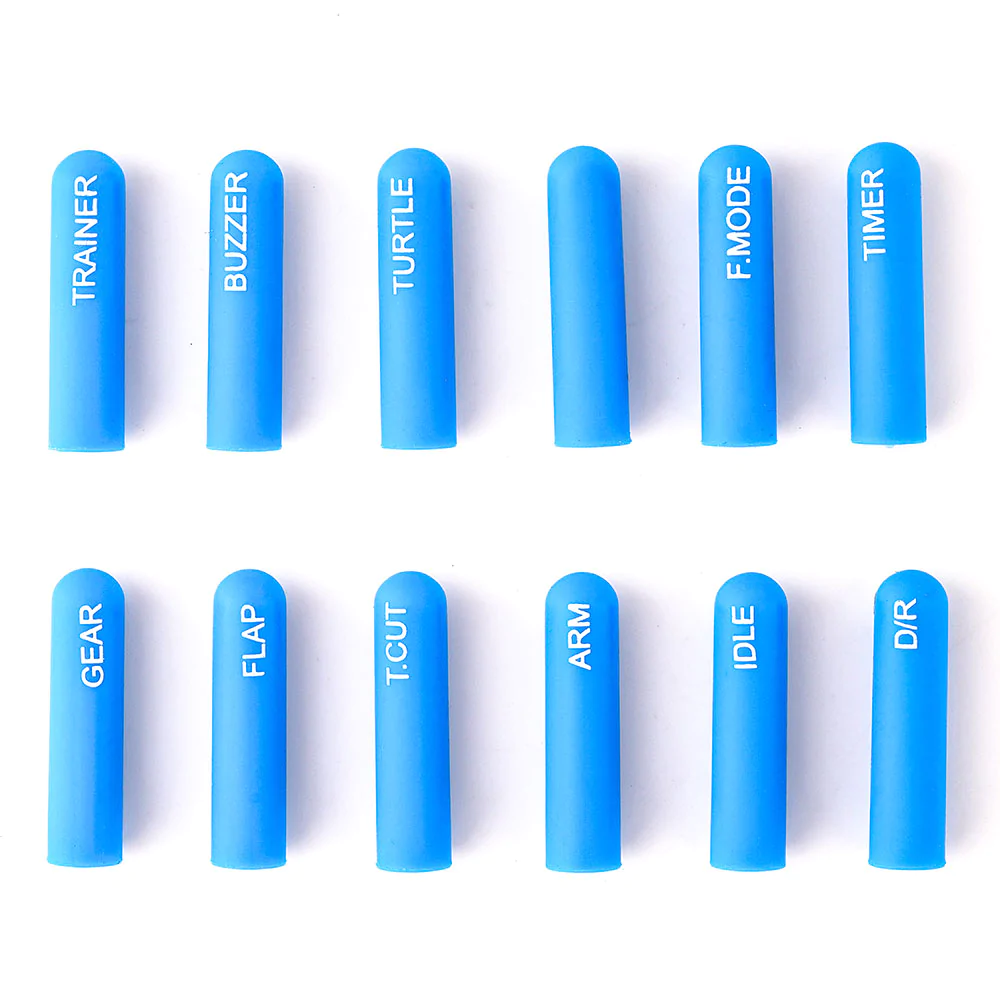 Blue Long 12pcs Radiomaster Labeled Silicon Switch Cover Set