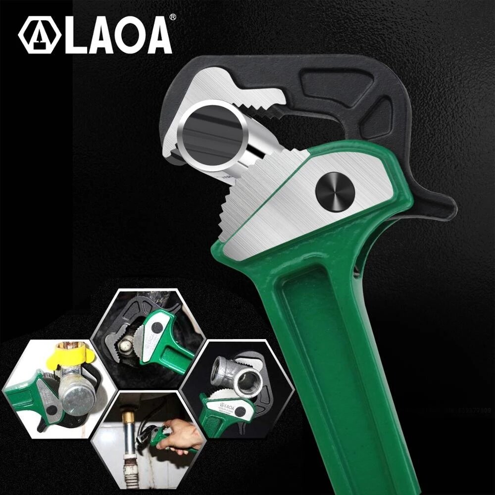 

LAOA Pipe Pliers multifunction Aluminum Rapid Ratchet Water Pump Tube Wrench Forceps CR-V Tongs Head Hand Tools