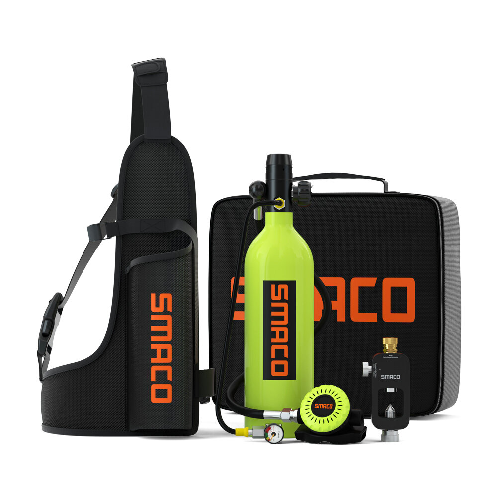 [US Derict] SMACO Diving Scuba Tank 1L Mini Air Oxygen Cylinder Small Emergency Backup Underwater Diving Set for Underwa