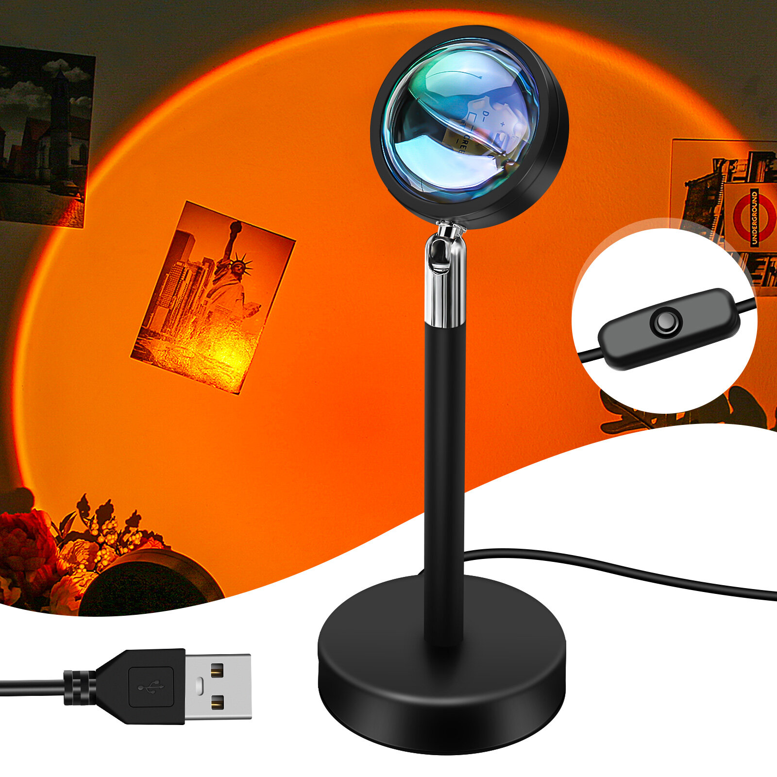 

USB Rainbow Sunset Projection Lamp LED Modern Romantic Light For Bedroom Living Room