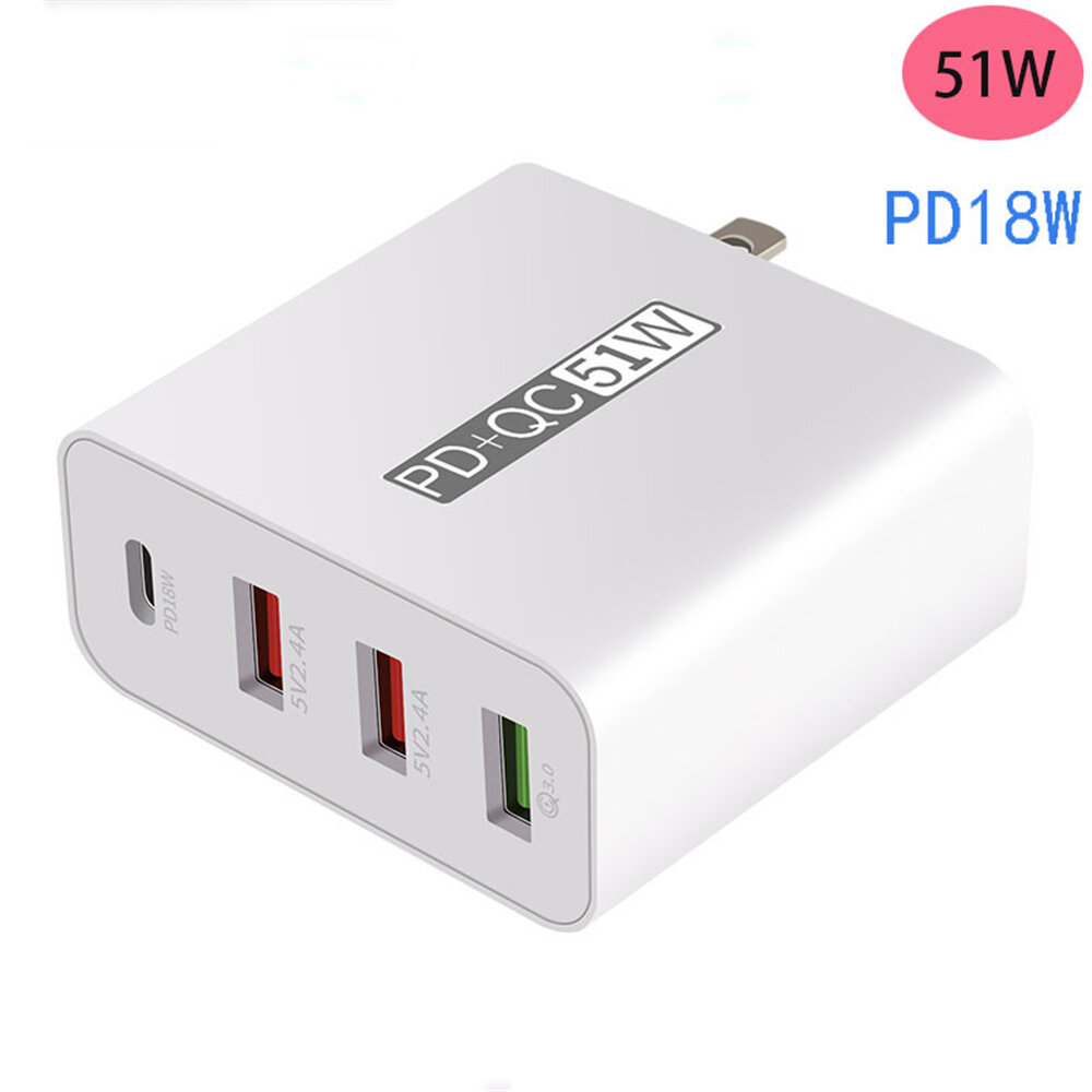 

Bakeey USB Charger 51W PD 18W QC3.0 Travel Wall Charger Adapter Fast Charging For iPhone XS 11Pro MI10 Note 9S OnePlus N