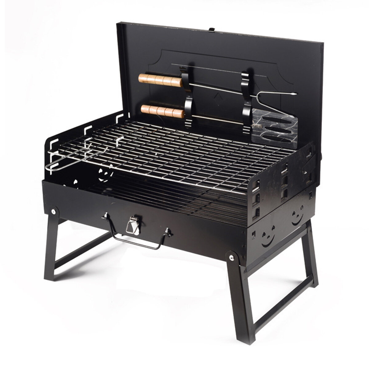 Összecsukható BBQ grill hordozható szénacél tűzhely kültéri kemping piknik barbecue tűzhely