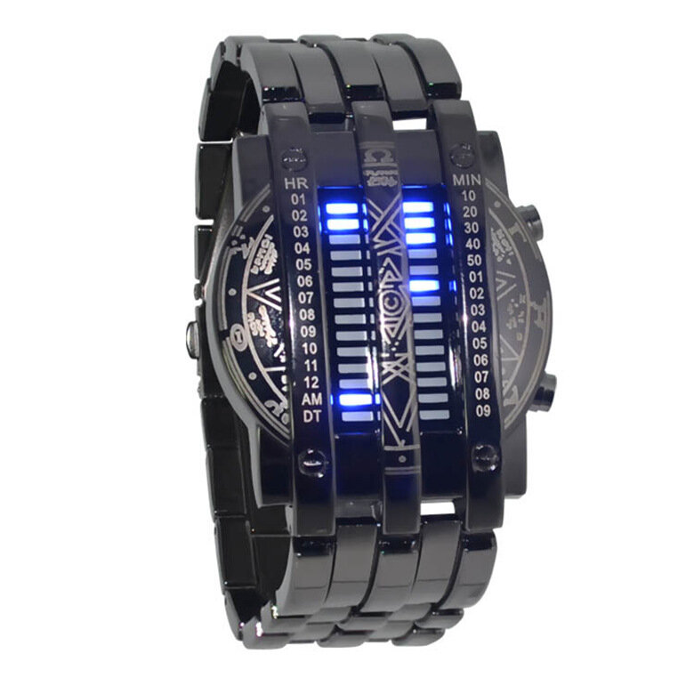 

Deffrun Fashionable Binary LED Digital Watch Full Steel Men Wrist Watch