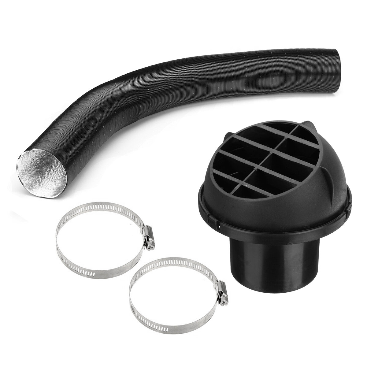 

75mm Heater Pipe Duct + Warm Air Outlet + Hose Clip For Diesel Heater Eberspacher Propex Heater Ducting