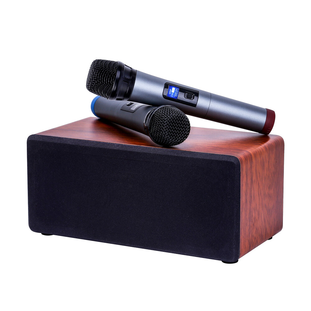 

N-S10 50W bluetooth 5.0 Speaker Wireless UHF Microphone DSP Audio Living Room Home Theater KTV Microphone Speaker Wooden