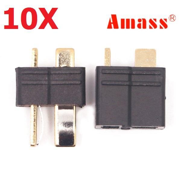 10 paar Amass AM-1015B Anti-Slip Black T Plug Connector Mannelijk & Vrouwelijk