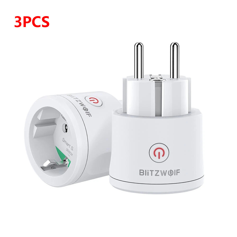 

[3 PCS] BlitzWolf® BW-SHP10 3680W 16A Smart WIFI Socket EU Plug Switch Metering Remote Controller Timer Work with Alexa