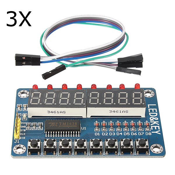 3-delige TM1638 Chip Key Display Module 8 bits digitale LED-buis AVR Geekcreit voor Arduino - produc