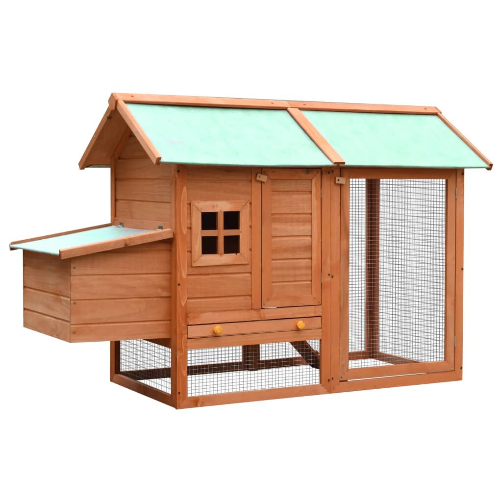 [EU Direct] vidaXL 170644 Outdoor Chicken Cage Solid Pine & Fir Wood 170x81x110 cm House Pet Supplies Rabbit House Pet H