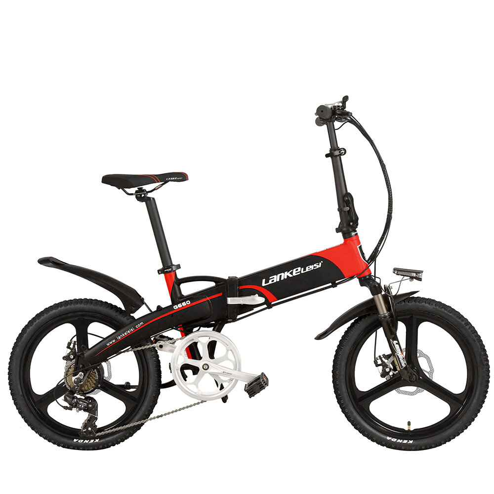 LANKELEISI G660 12.8ah 48V 400W 20Inch Folding Moped Bicycle 100Km Mileage Max Load 120kg With EU Plug
