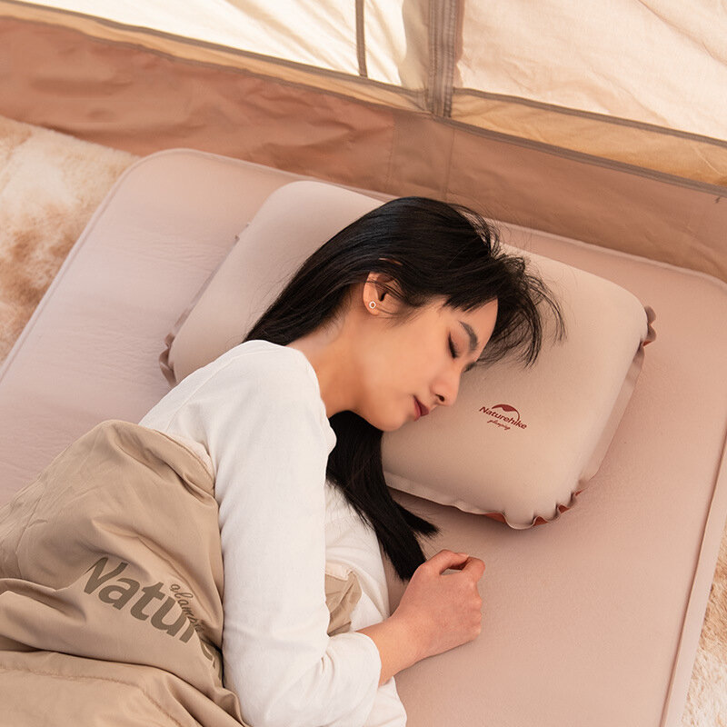 Opvouwbaar opblaasbaar kussen Naturehike Pillow 3D Comfortable met stille spons van schuim voor kamperen, draagbare kussens voor buiten