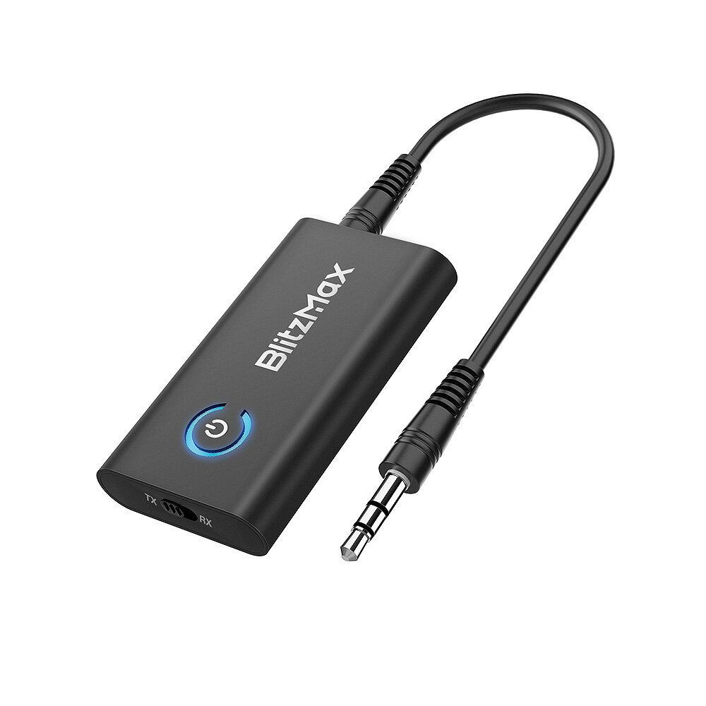 

BlitzMax BT05 Transmitter Receiver bluetooth V5.2 Apt Adaptive Low Latency HiFi Sound Dual Link Pairing 2 in 1 Audio Min