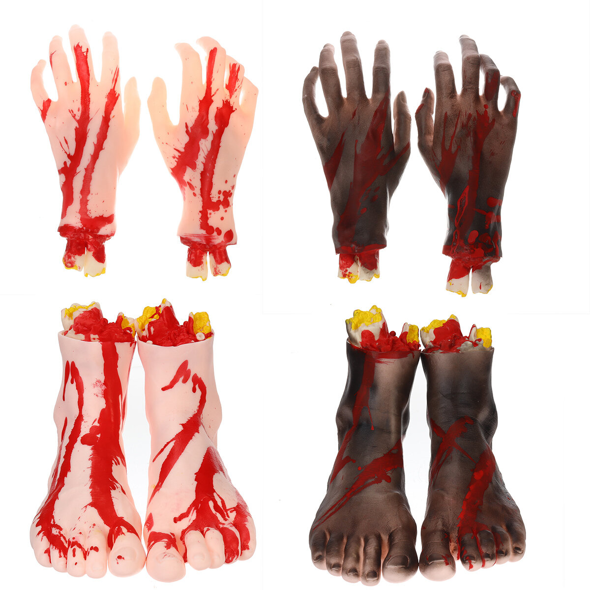 1 Pair of Hands/Feet Vinyl Halloween Horror Broken Hands Realistic Scene Decoration Props Tricky Toy