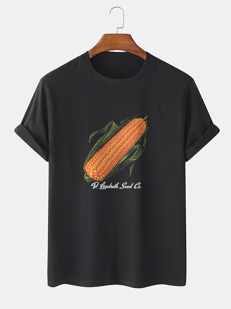 

Mens Corn Print Crew Neck 100% Cotton Community Spirit Short Sleeve T-Shirts