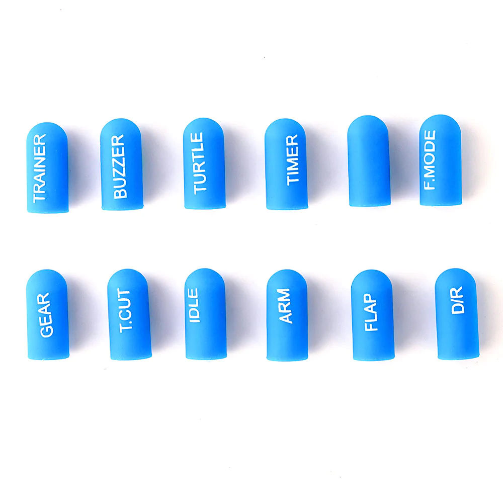 Blue Short 12pcs Radiomaster Labeled Silicon Switch Cover Set
