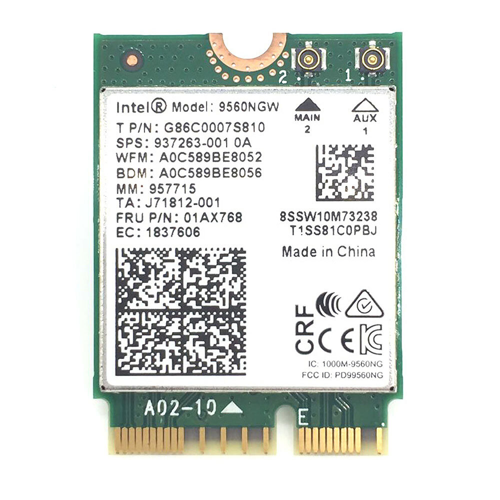 

Intel 9560NGW 9560AC NGFF Cnvio Wireless Network Card 1.73Gbps Dual Band 5G bluetooth 5.0 MU-MIMO Internal Adapter Card
