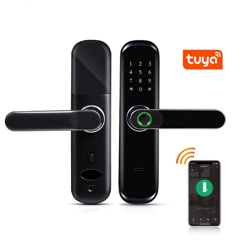 Tuya WiFi Fingerprint Smart Door Lock Inteligent Digital Door Lock Electronic Password RFID Card APP