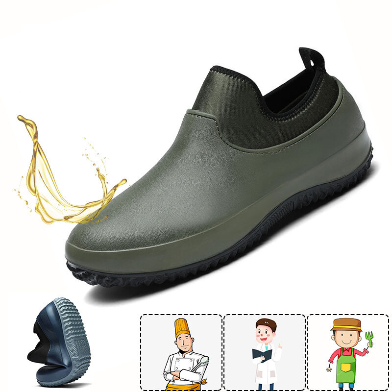 Мужские кулинарные туфли с антискользящей подошвой, водонепроницаемые для работы на кухне и мойки автомобилей, а также для активного отдыха на природе.
