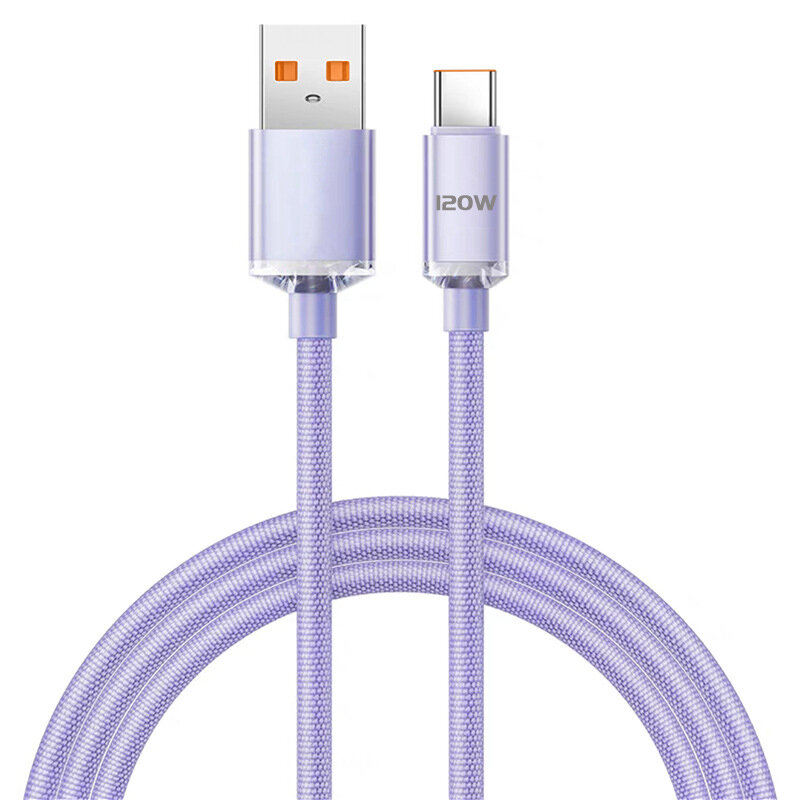 

120W USB-A to Type-C Cable Fast Charging Data Transmission Tinned Copper Core Line 1M/2M Long for Huawei Mate50 for Sams