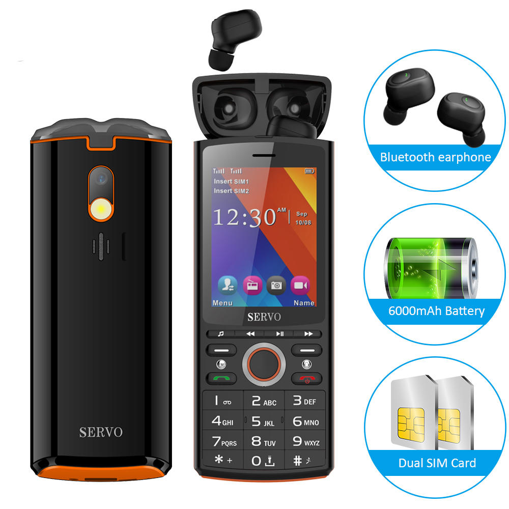 

SERVO R25 2,8 дюйма 6000 мАч Power Bank TWS True Wireless Bluetooth 5.0 Наушники GPRS Телефон с двумя SIM-картами