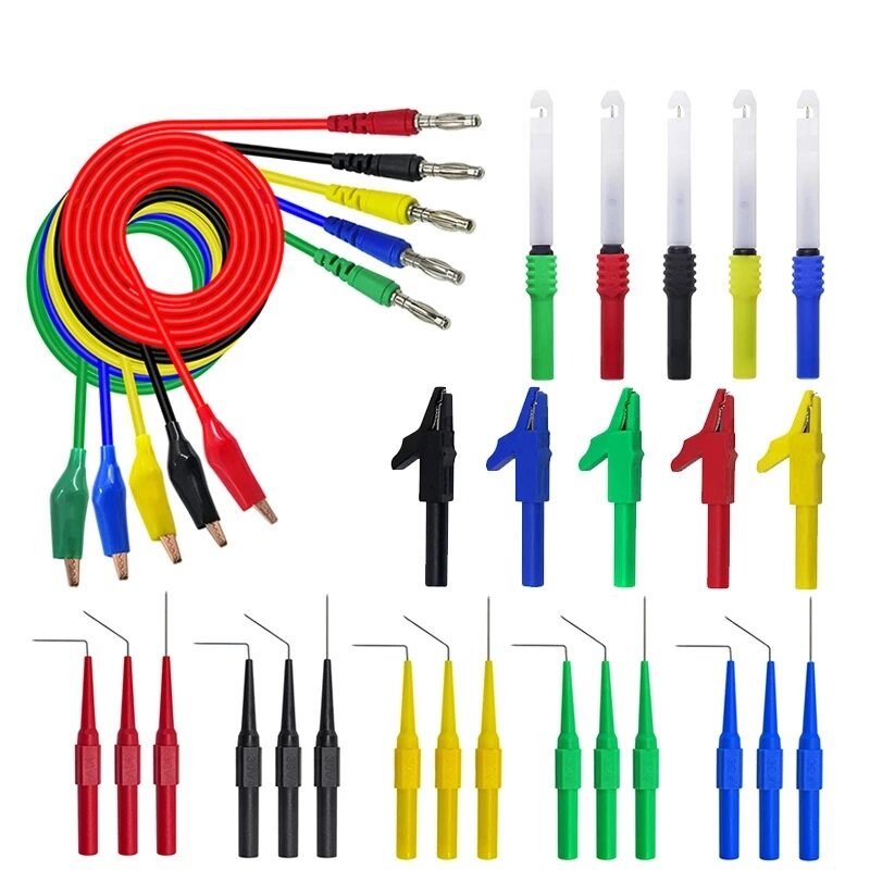 

P1920B 30PCS Test Leads Back Probe Kit 4mm Banana Plug to Alligator Clip Leads with Wire Piercing Probes for Car Repairi